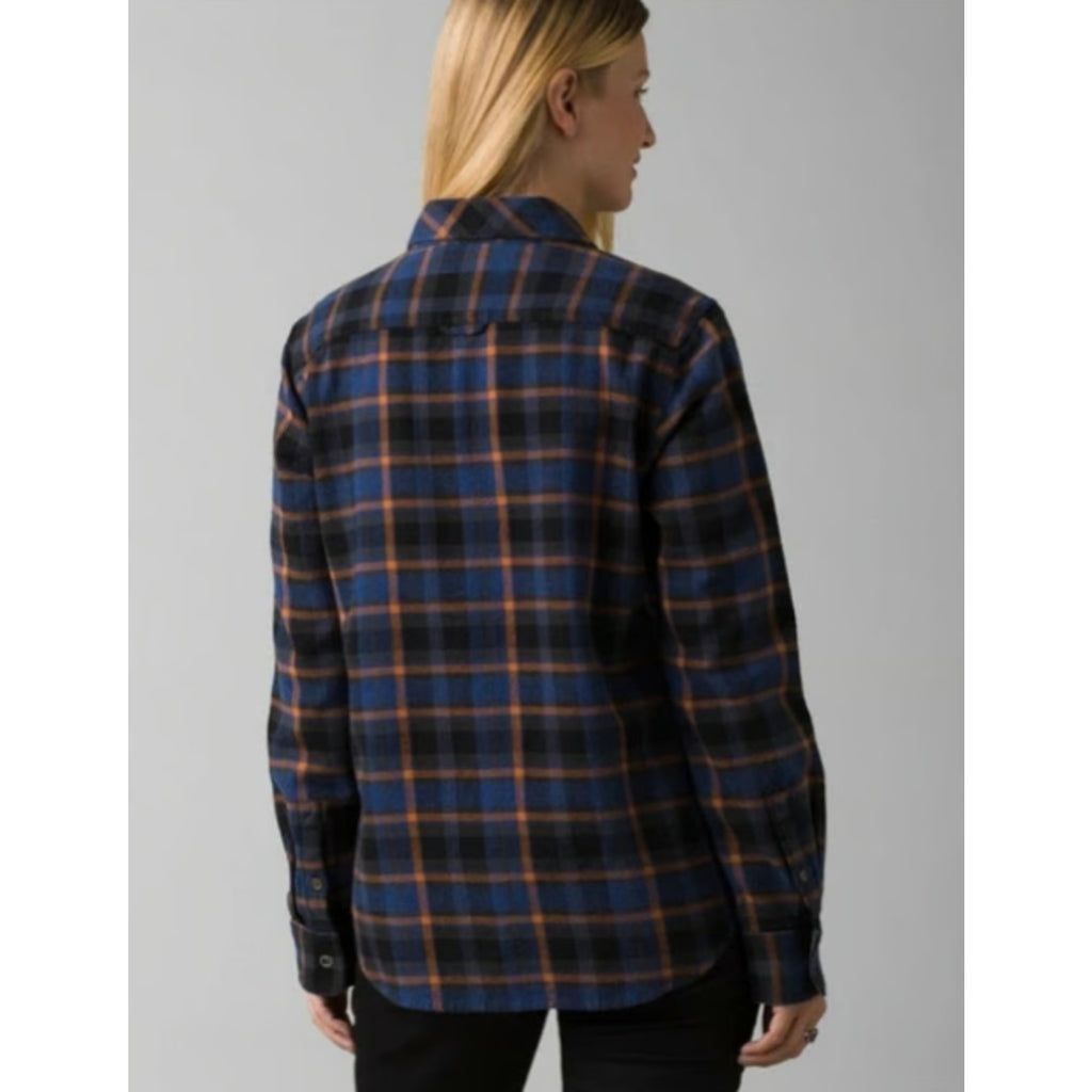 PRANA Women's Golden Canyon Flannel Shirt XS Rich Sapphire Blue Plaid NWT