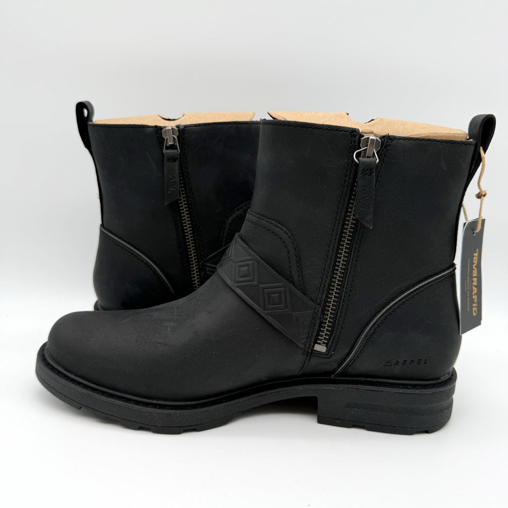 Teva Womens Rowena Buckle Ankle Boot US 8.5 EU 39.5 Black Leather Waterproof NIB