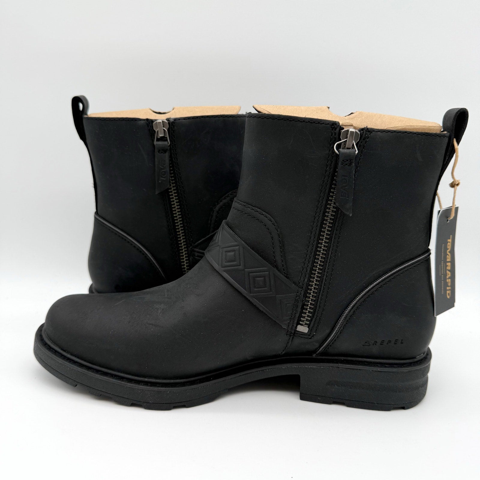 Teva Womens Rowena Buckle Ankle Boot US 8.5 EU 39.5 Black Leather Waterproof NIB
