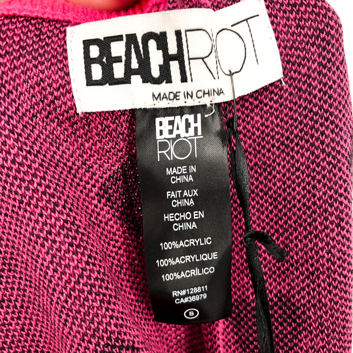 BEACH RIOT Women's Balboa Knit Shorts Small Pink Black Candy Heart NWT