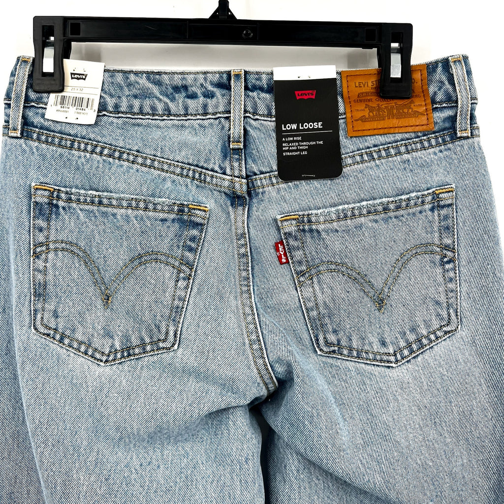 LEVI'S Womens Low Loose Straight Jeans 25x32 Size 0 Light Blue A5566-0001 NWT