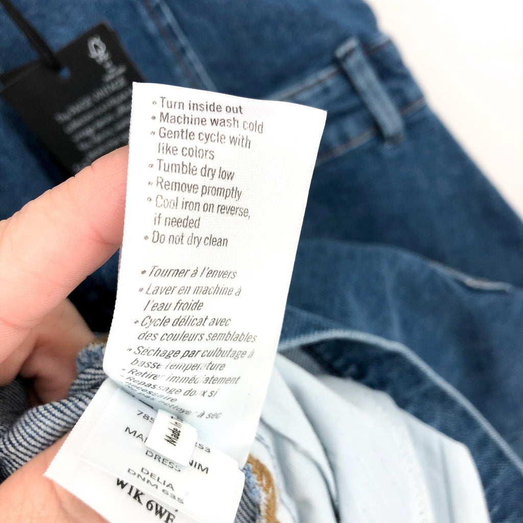 PAIGE Women's Maddy Denim Tank Dress Size 10 Delia Blue Button Front Revolve NWT