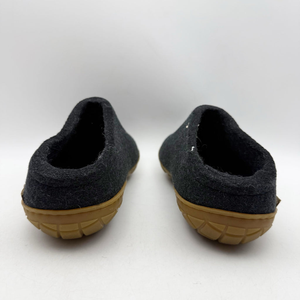 Glerups Womens Slip On Slippers EU 37 US 7 Charcoal Black Wool Rubber Soles NWOB