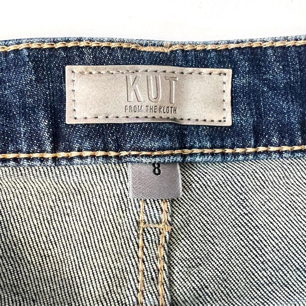 KUT FROM THE KLOTH Gidget Fray Jean Shorts Size 8 Dark Blue Denim NWT