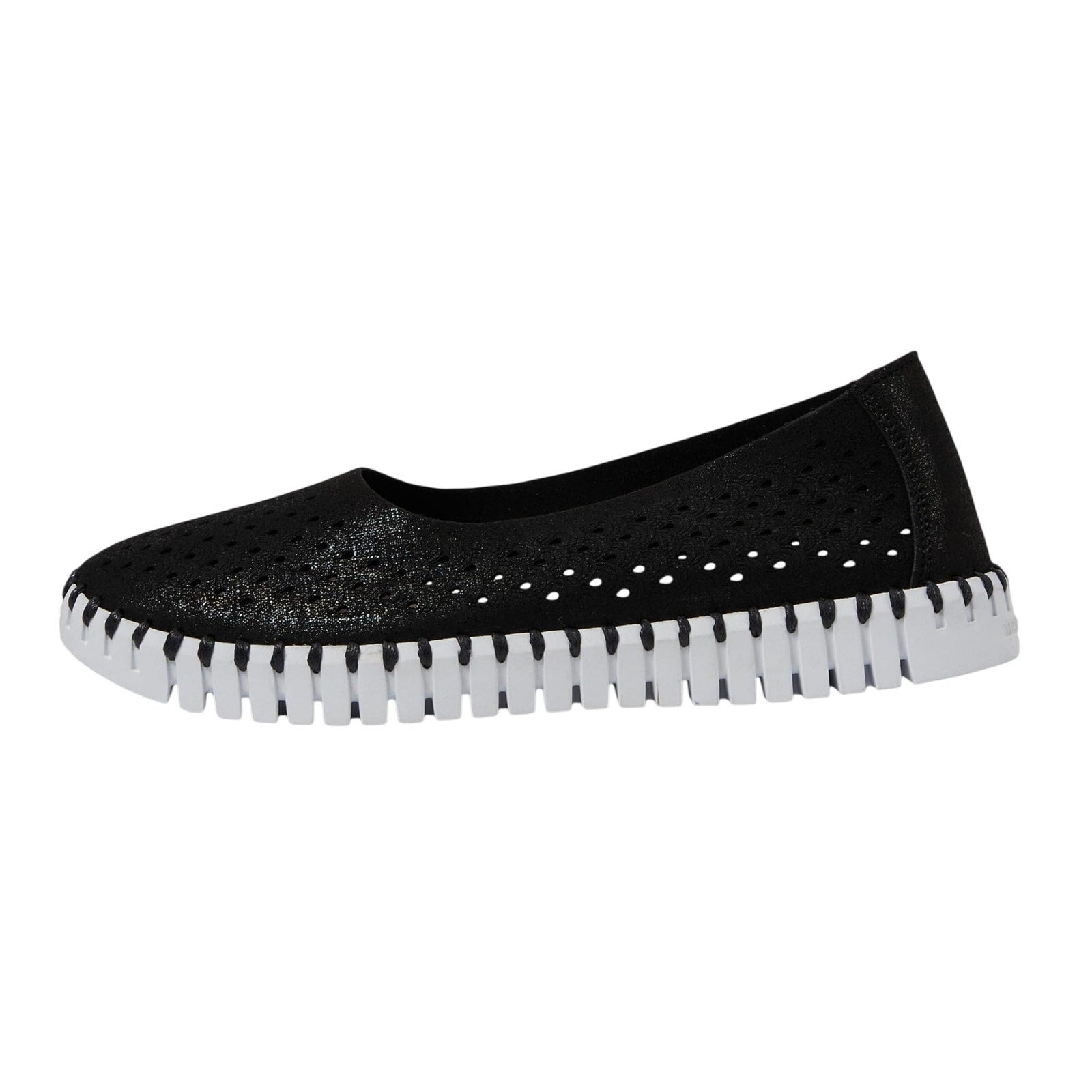 ILSE JACOBSEN Women's Tulip Ballet Flats EU 38 US 8 Black Laser-Cut NWOB