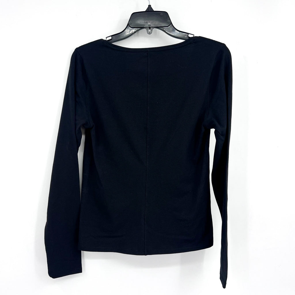 EVERLANE Women's The Supima Form Ballet Neck Tee Small Black Long Sleeve NWT