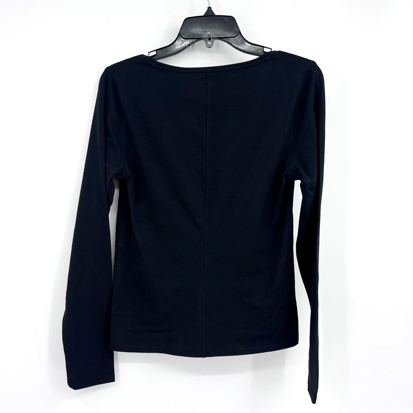 EVERLANE Women's The Supima Form Ballet Neck Tee Small Black Long Sleeve NWT