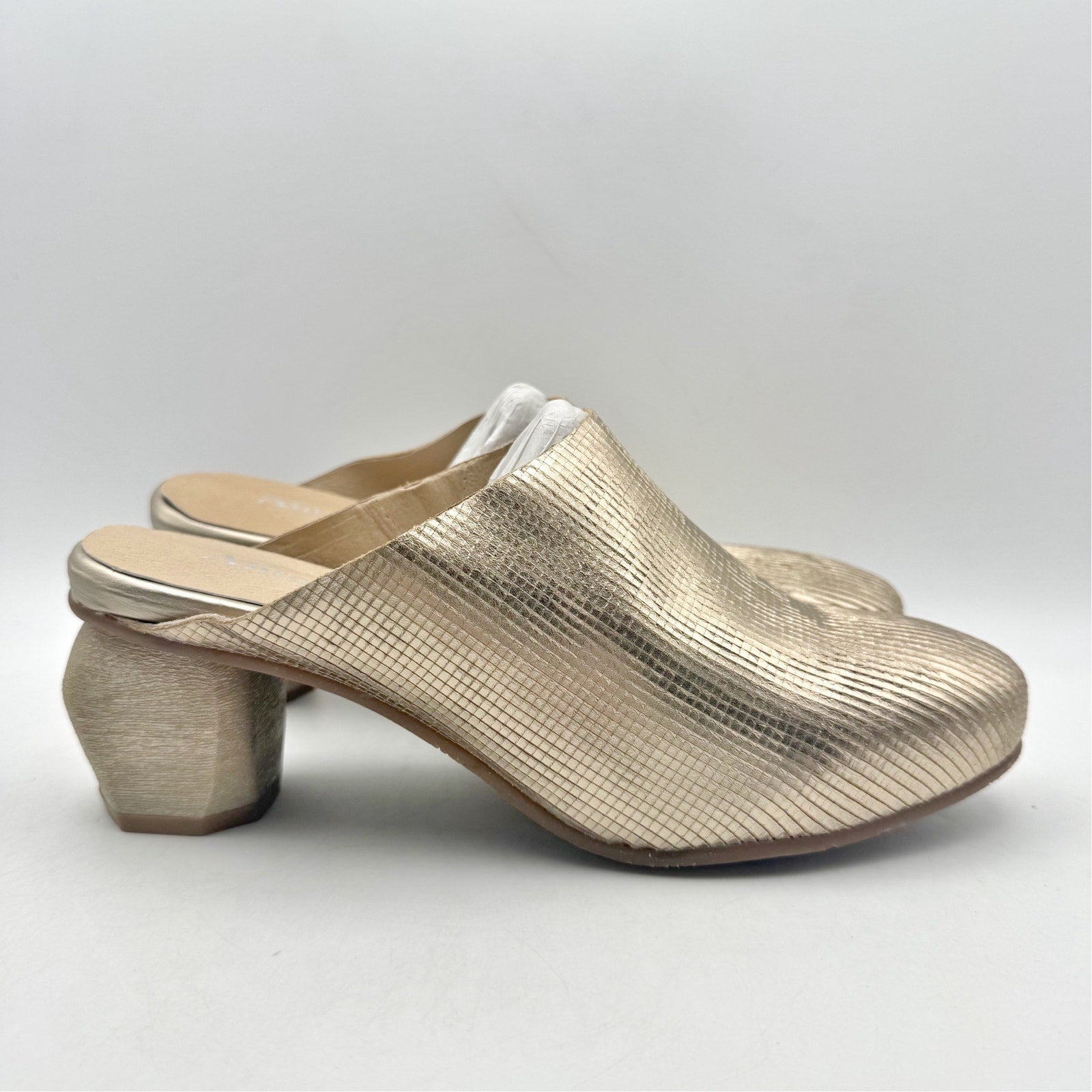 Antelope Womens Penni Mule Heels EU 41 US 10-10.5 Gold Leather NWOB