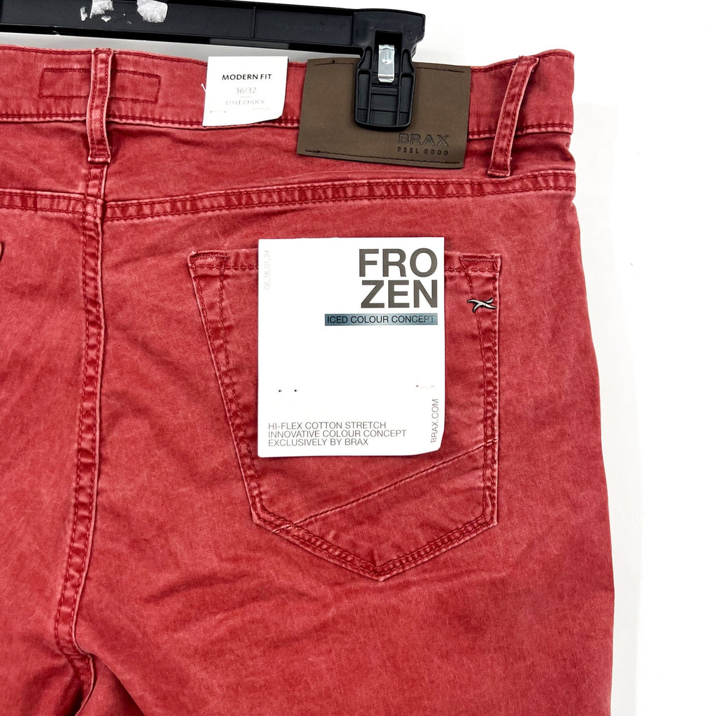 BRAX Men's Chuck Modern Fit Chino Pants 36x32 Burnt Red Frozen Color NWT