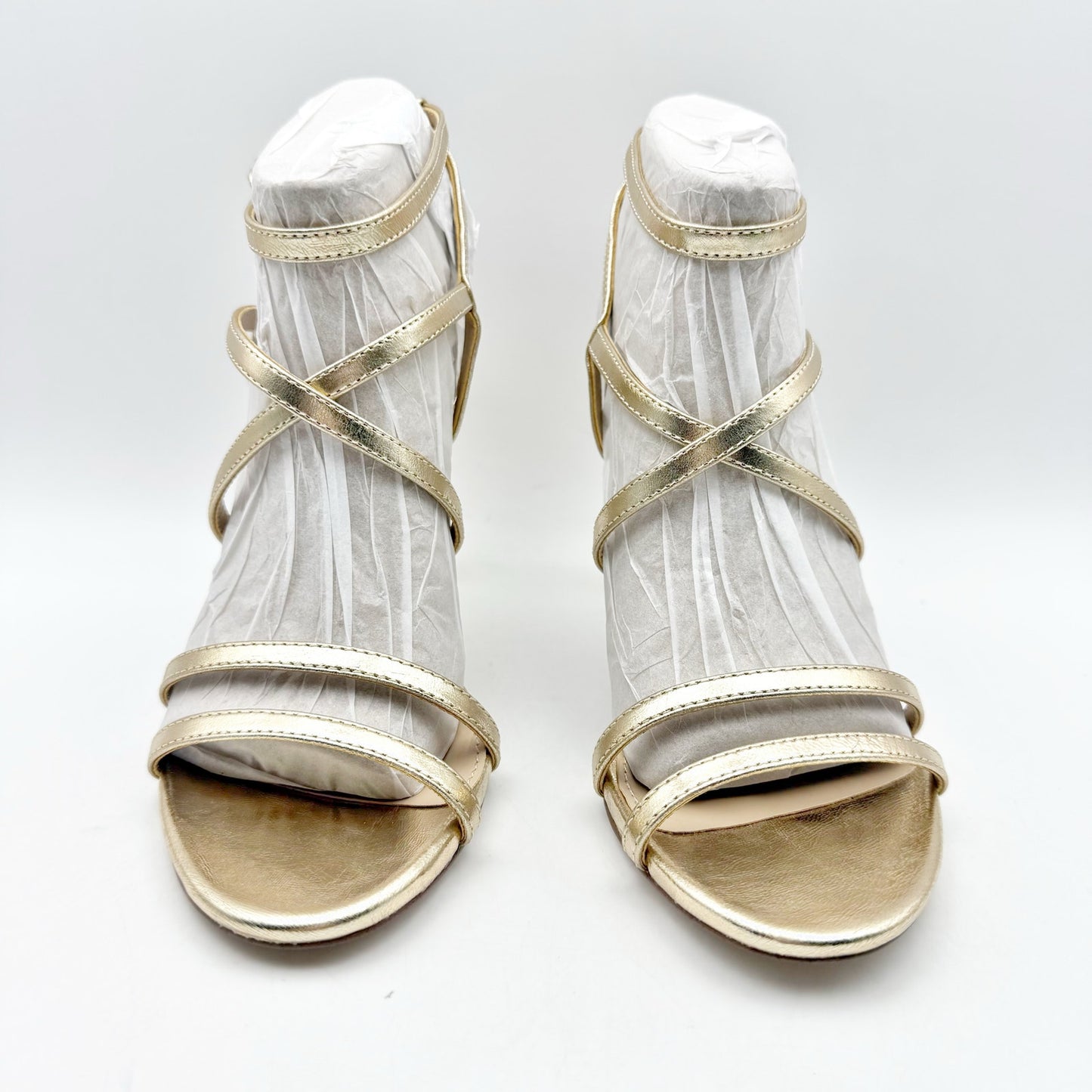 Sam Edelman Womens Delanie Heeled Sandal US 6 M EU 36 Gold Leather Strappy NIB