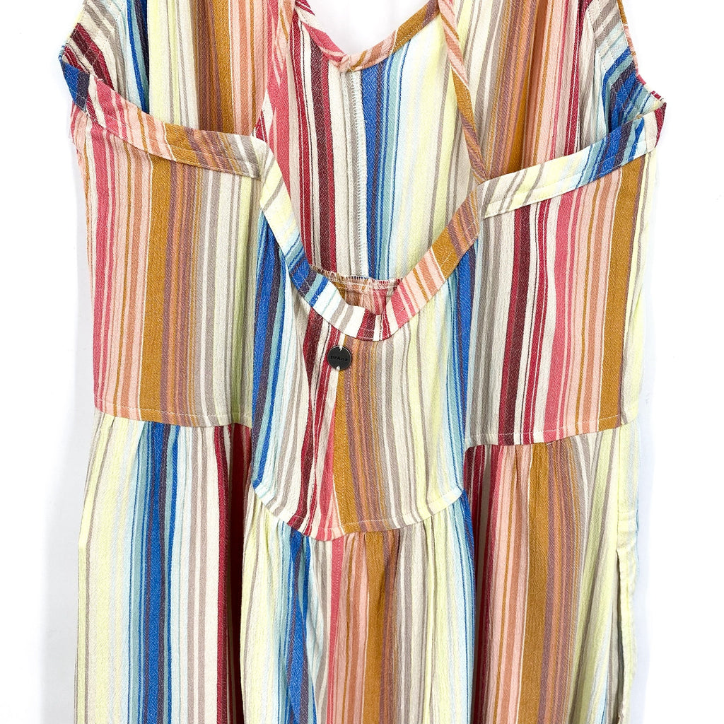 PRANA Women's Fernie Boho Dress Large Multi Baja Stripe Crisscross Cover Up NWT
