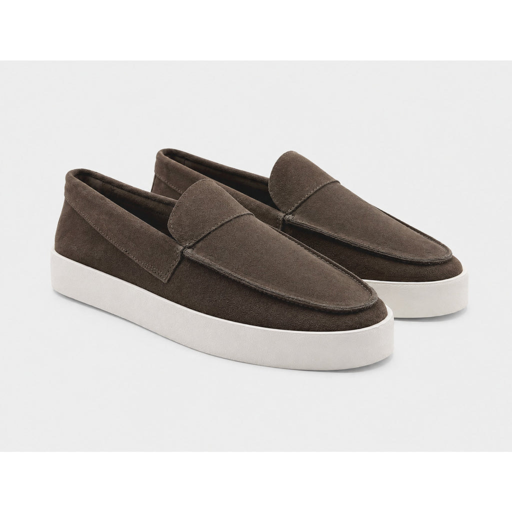 Saint Morta Men's Hemisphere Slip On Loafers Size 8 Brown White Suede NIB