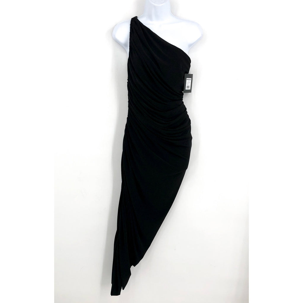NORMA KAMALI Women's One Shoulder Diana Dress XS Black Asymmetric NWT