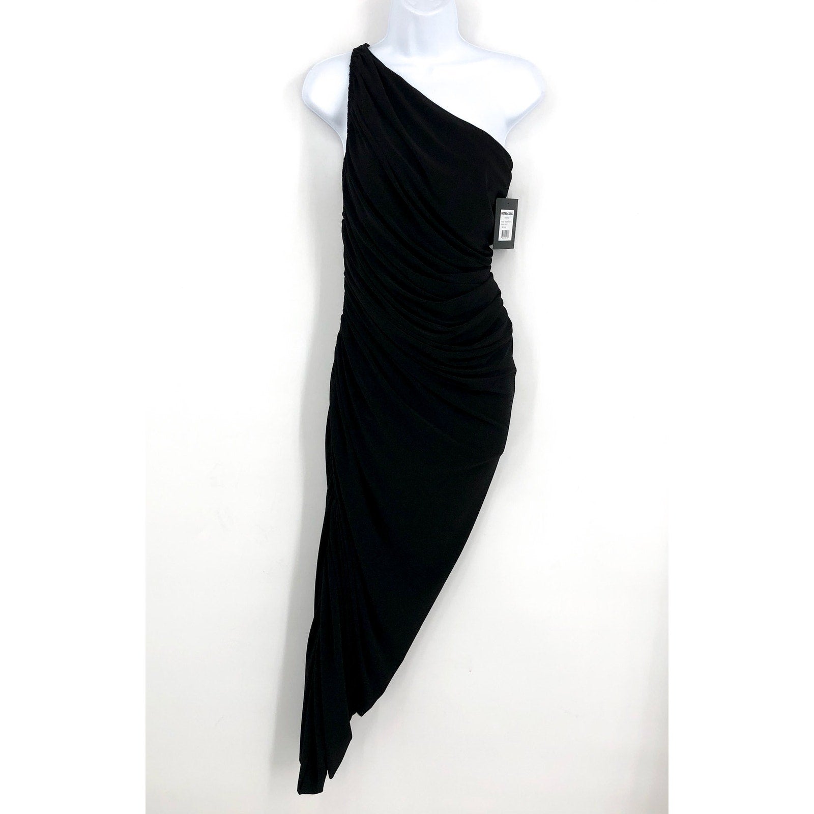 NORMA KAMALI Women's One Shoulder Diana Dress XS Black Asymmetric NWT
