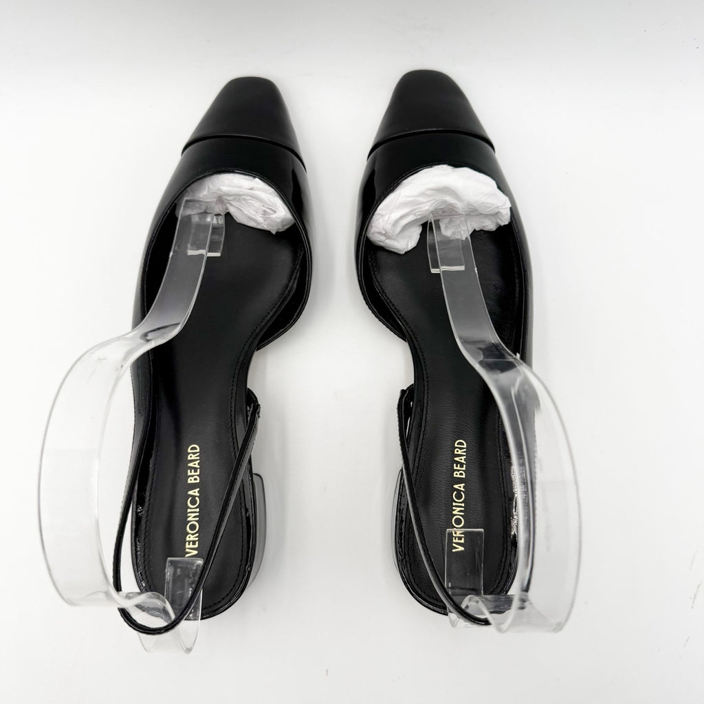 Veronica Beard Womens Cecile Cap Toe Slingback Heels Size 8 M Black Leather NIB