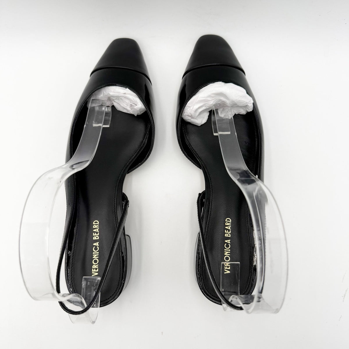 Veronica Beard Womens Cecile Cap Toe Slingback Heels Size 8 M Black Leather NIB