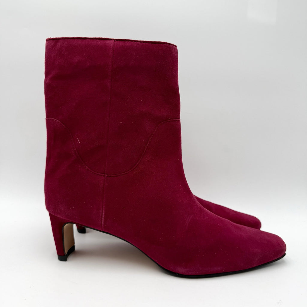 Vince Camuto Womens Amariah Ankle Booties Size 8 Red Chianti Suede NWOB