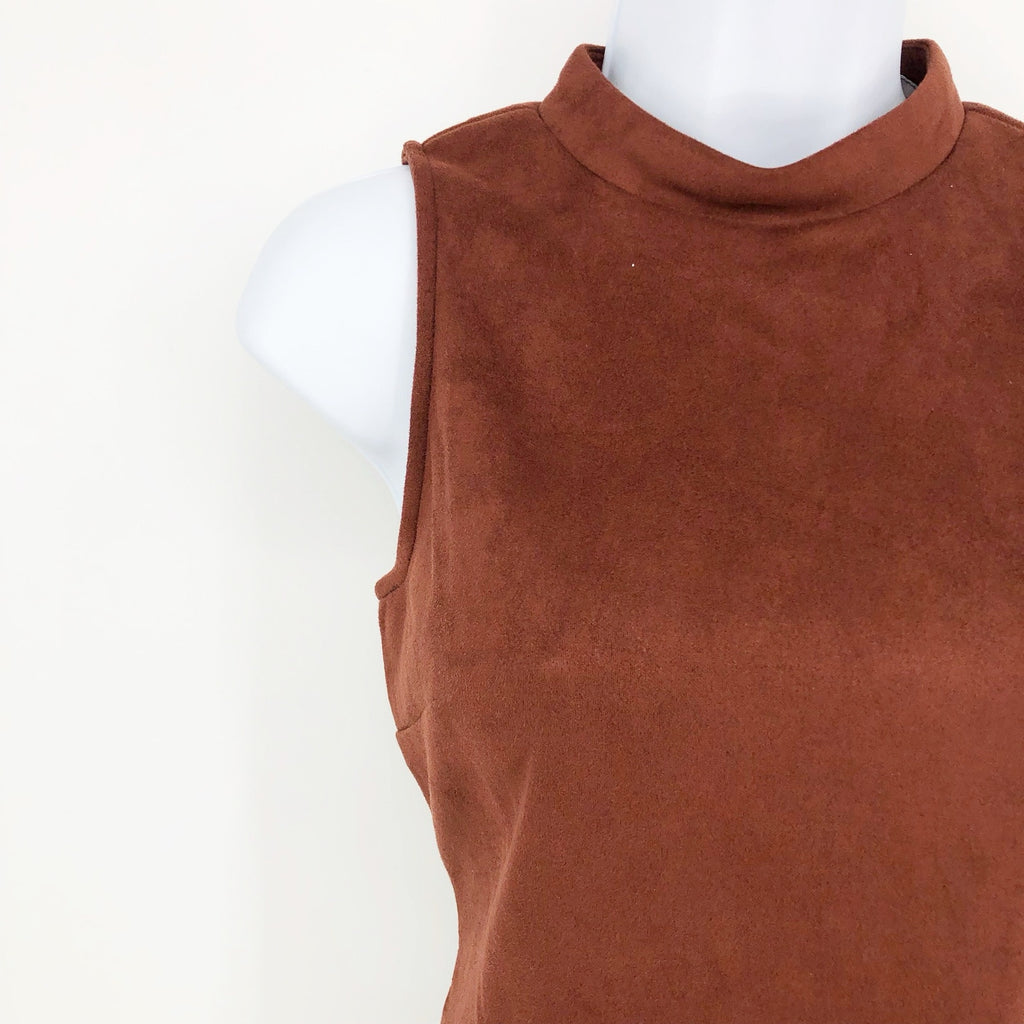INC International Concepts Midi Dress SIZE 2 Brown Faux Suede Sleeveless NWT