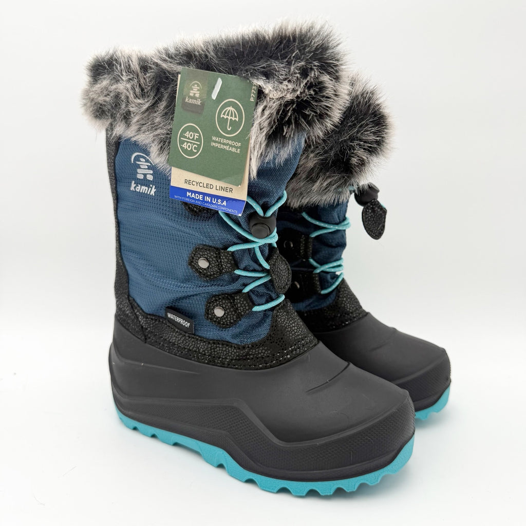 Kamik Kids Girls Powdery 3 Snow Boots US 12 EU 30 Navy Blue Black Waterproof NIB