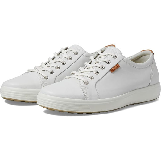 ECCO Mens Soft 7 Low Sneakers EU 44 US 10-10.5 White Leather Lace up NIB