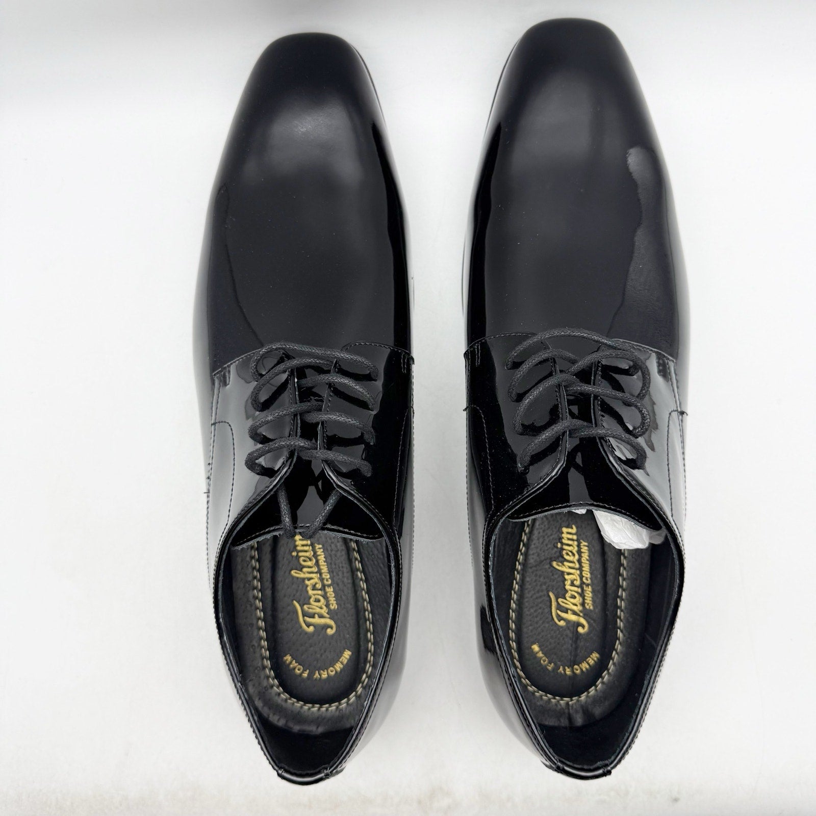 FLORSHEIM Mens Tux Plain Toe Oxford Dress Shoes 13 EEE Black Patent Leather NIB