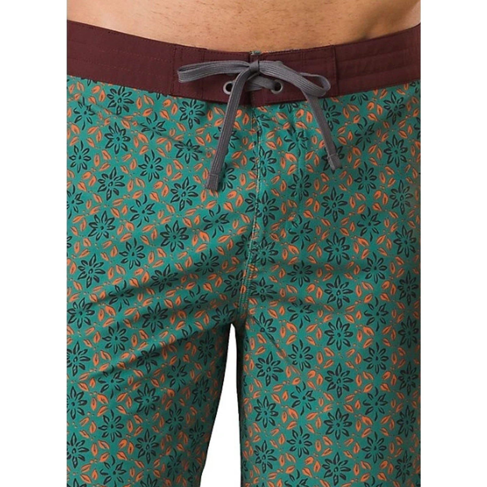 PRANA Men's Vintage Boardshort Size 31 Green Cove Geo Floral 6" Inseam Swim NWT