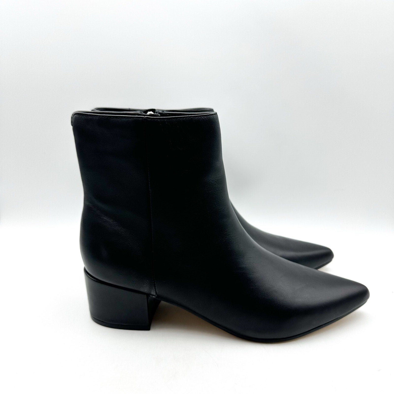 Marc Fisher LTD Womens Leonna Ankle Boots Size 8.5 M Black Leather Heels NWOB