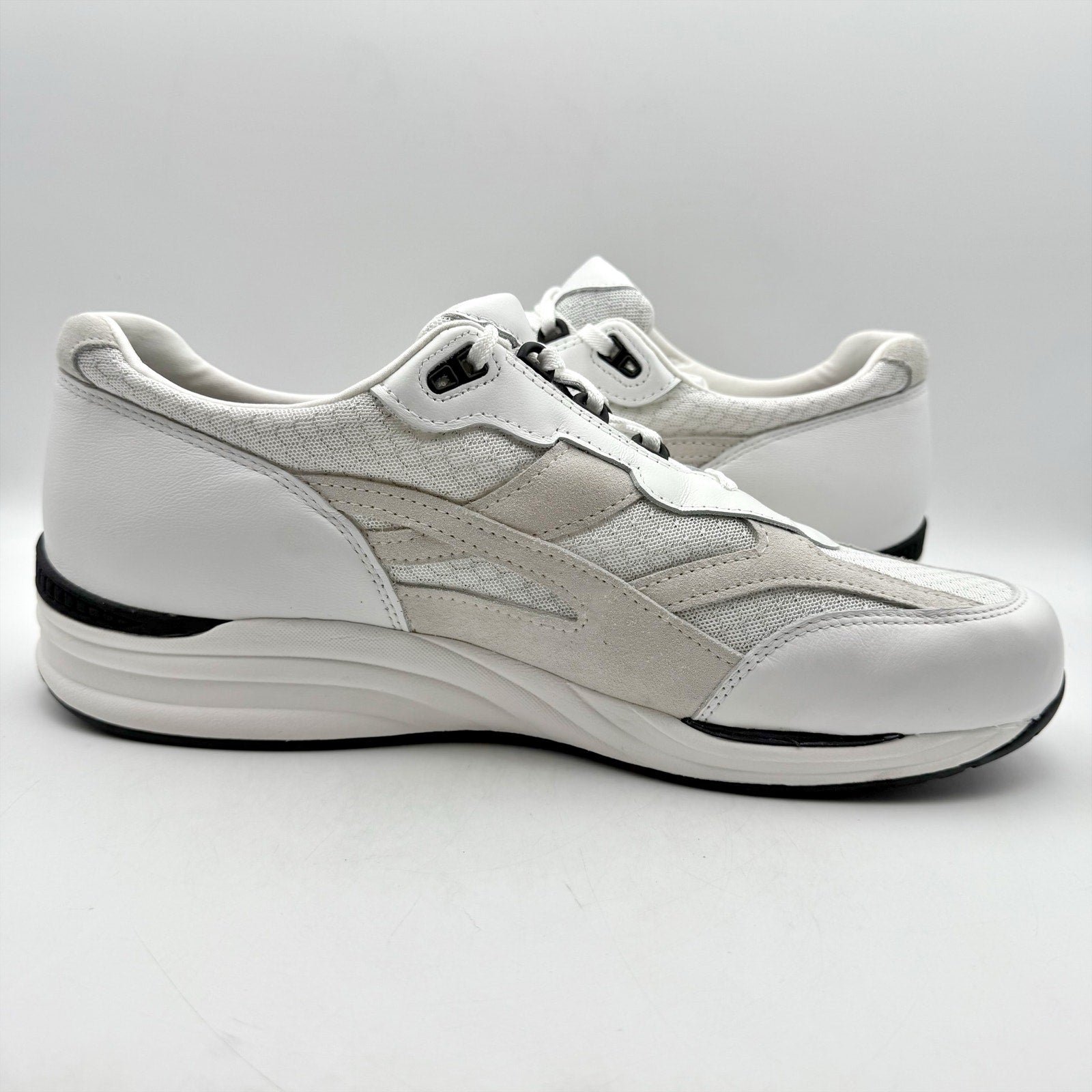 SAS Mens Journey Mesh Walking Sneakers US 14.5 Wide EU 47.5 White Suede NWOB