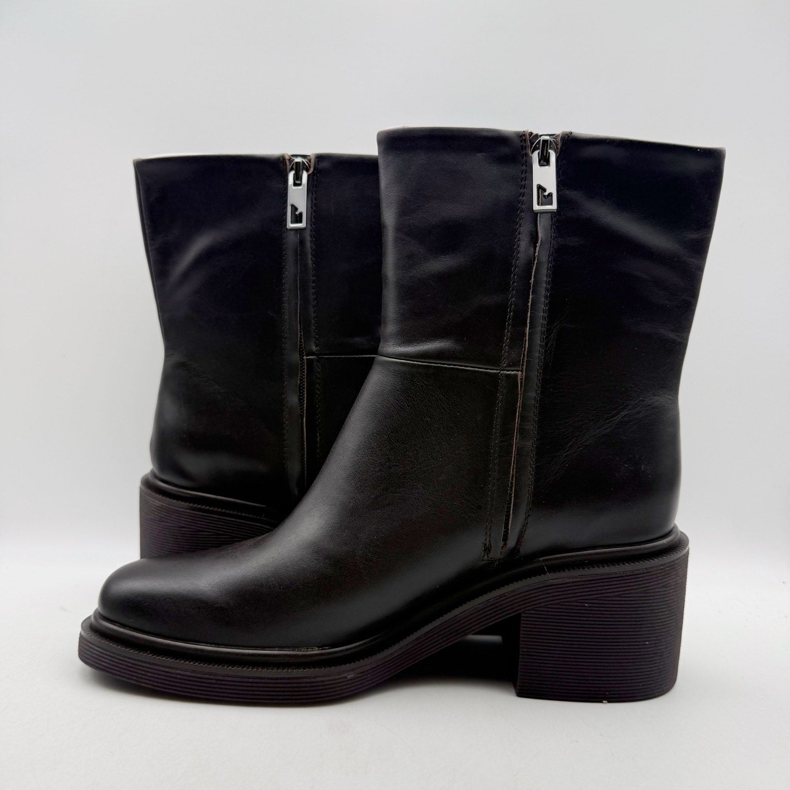 Franco Sarto Womens Kyra Heeled Boots US 9.5 Black Leather NWOB