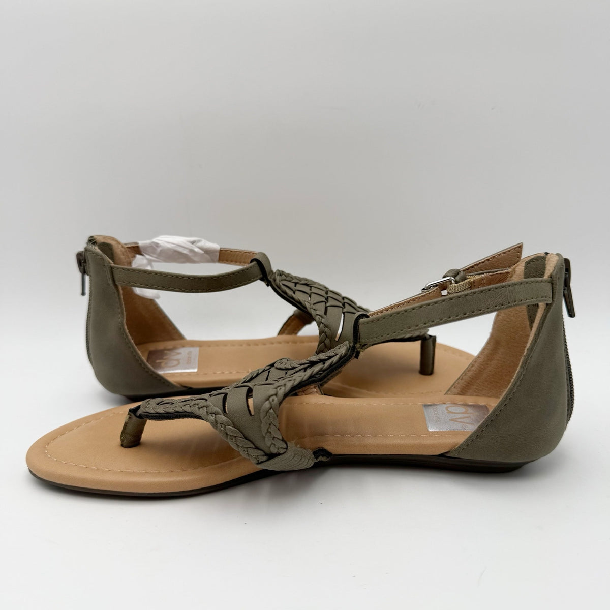 DV by Dolce Vita Womens Lissie Woven Thong Sandals Size 6 Olive Green Flats NWOB