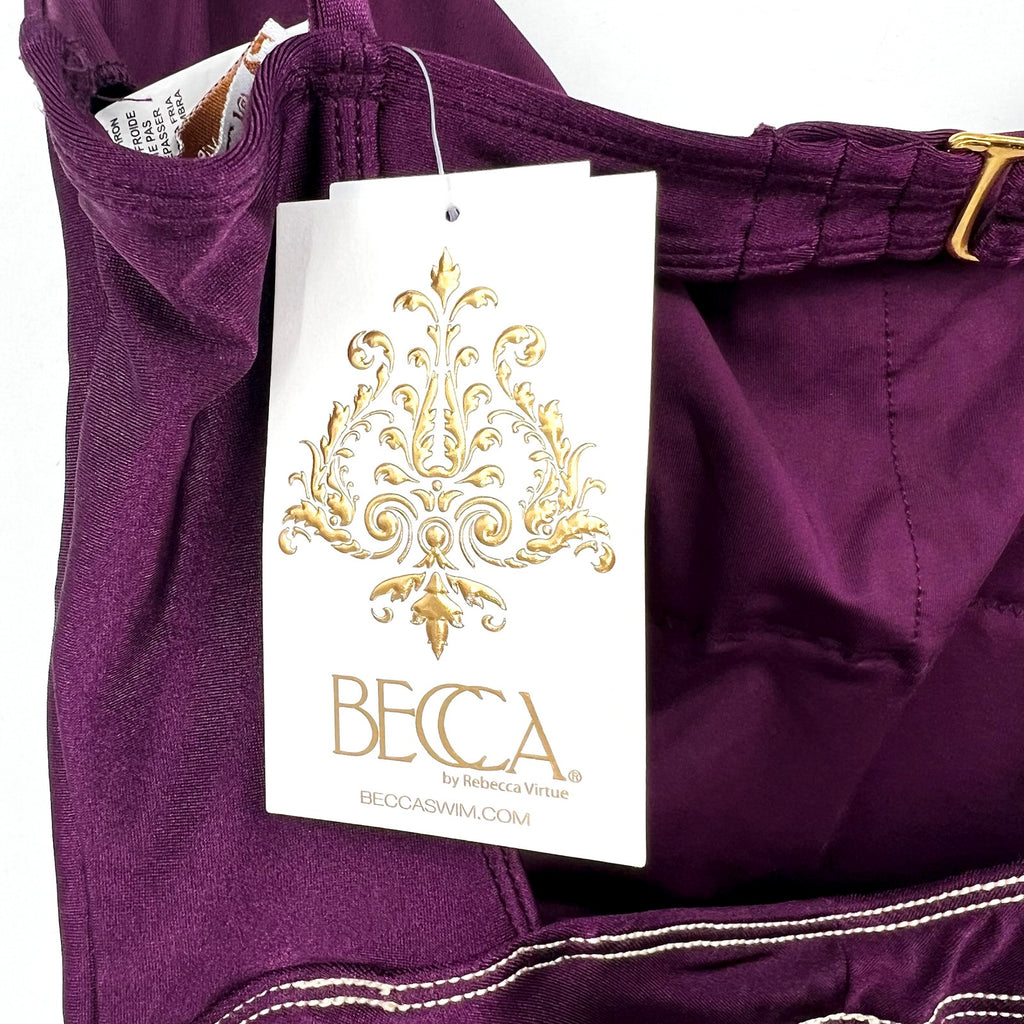 BECCA Women's Color Sheen One Piece Swimsuit Medium Purple Aubergine NWT