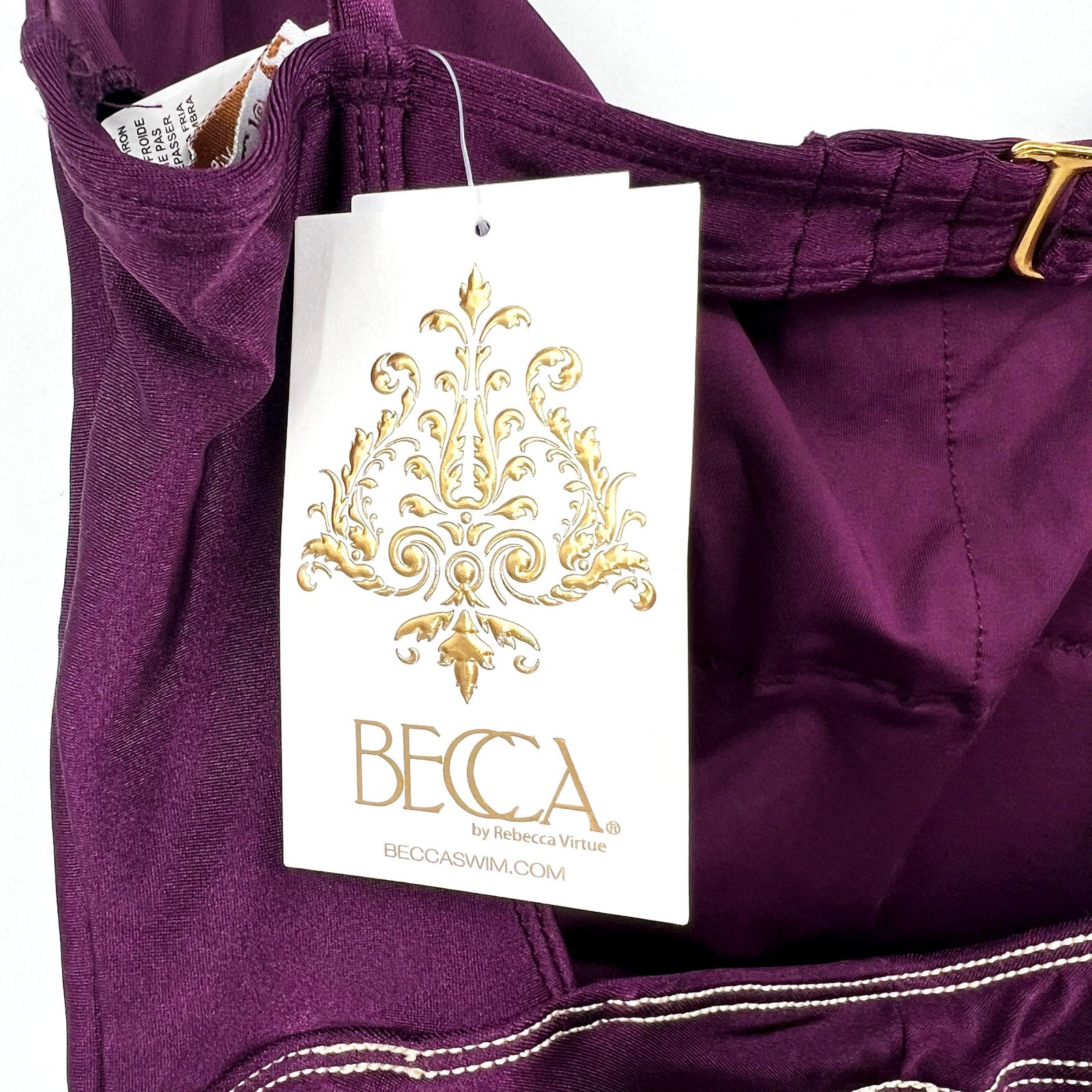 BECCA Women's Color Sheen One Piece Swimsuit Medium Purple Aubergine NWT