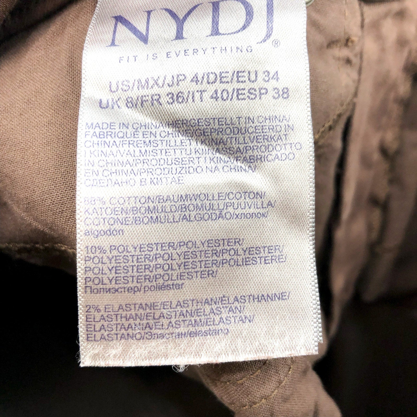NYDJ Women's Marilyn Straight Jeans Size 4 Brown High Rise 32" Inseam NWT