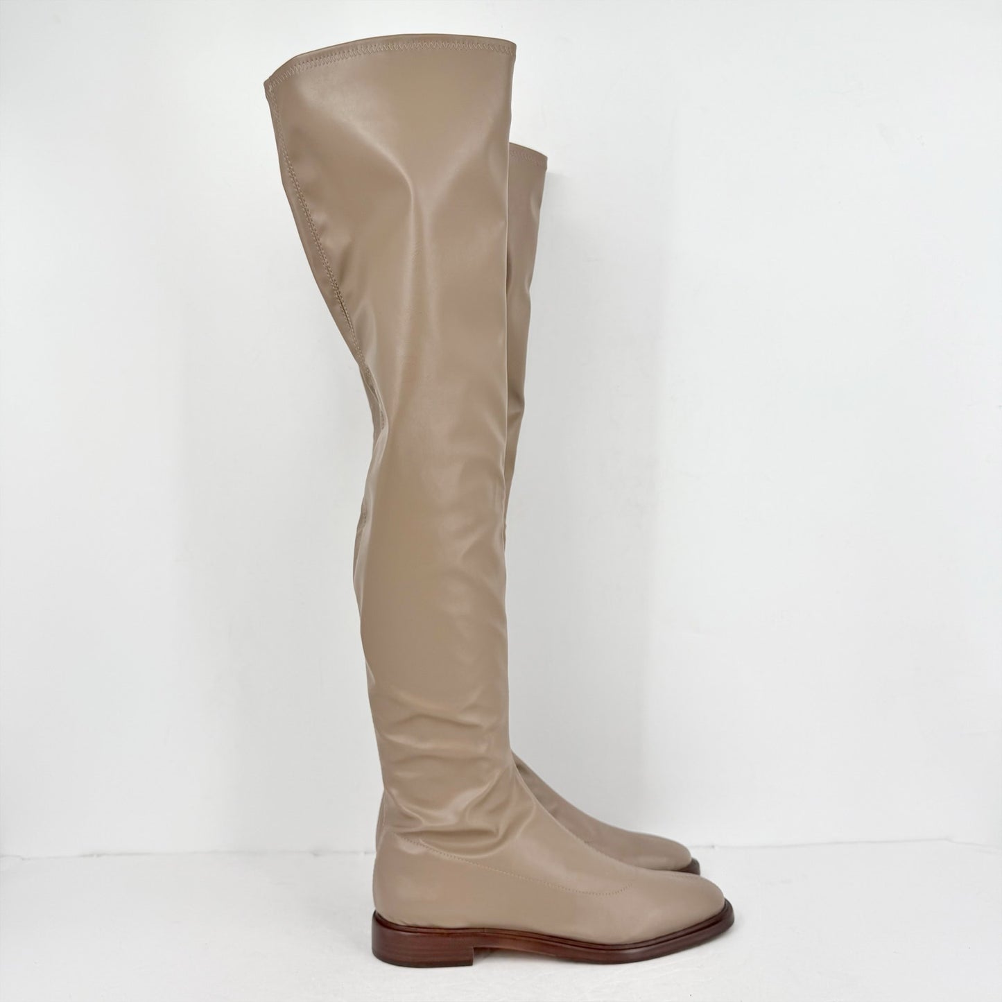 Schutz Womens Kaolin Over The Knee Flat Boots US 8 B EU 38.5 Beige NWOB