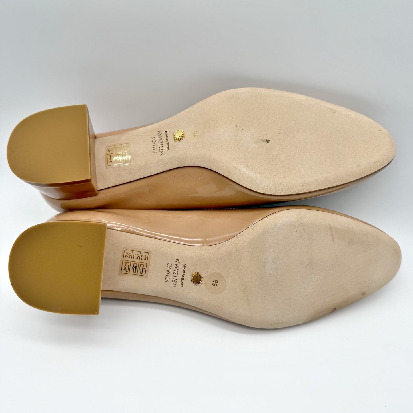 Stuart Weitzman Womens Vivienne 35 Pumps US 8 Nude Patent Leather Heels NIB