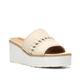 NYDJ Women's Rory Wedge Sandals Size 10M White Beige Leather Slip On NWOB