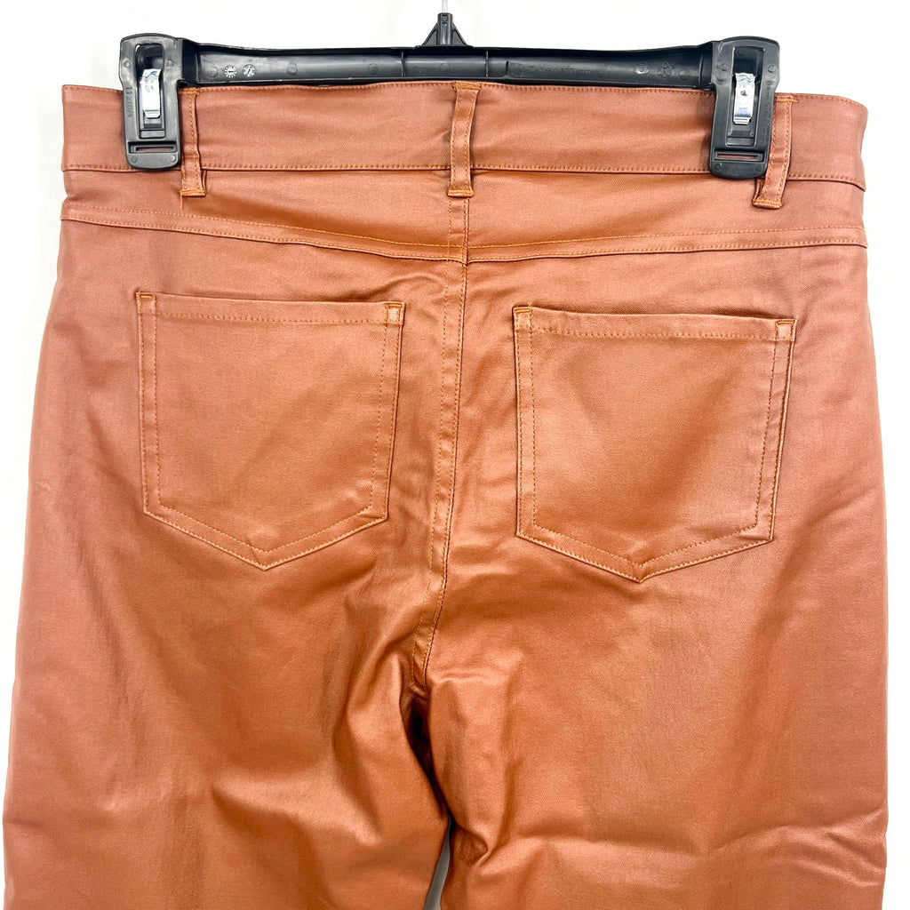 TRIBAL Womens Vegan Leather Pants Size 6 PETITE Brown Walnut Straight Leg NWT
