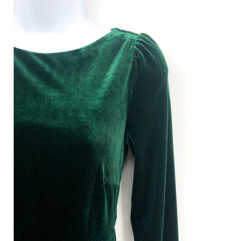 BARDOT Women's Kalani Cowl Back Velvet Dress US 4 Dark Green Long Sleeve NWT
