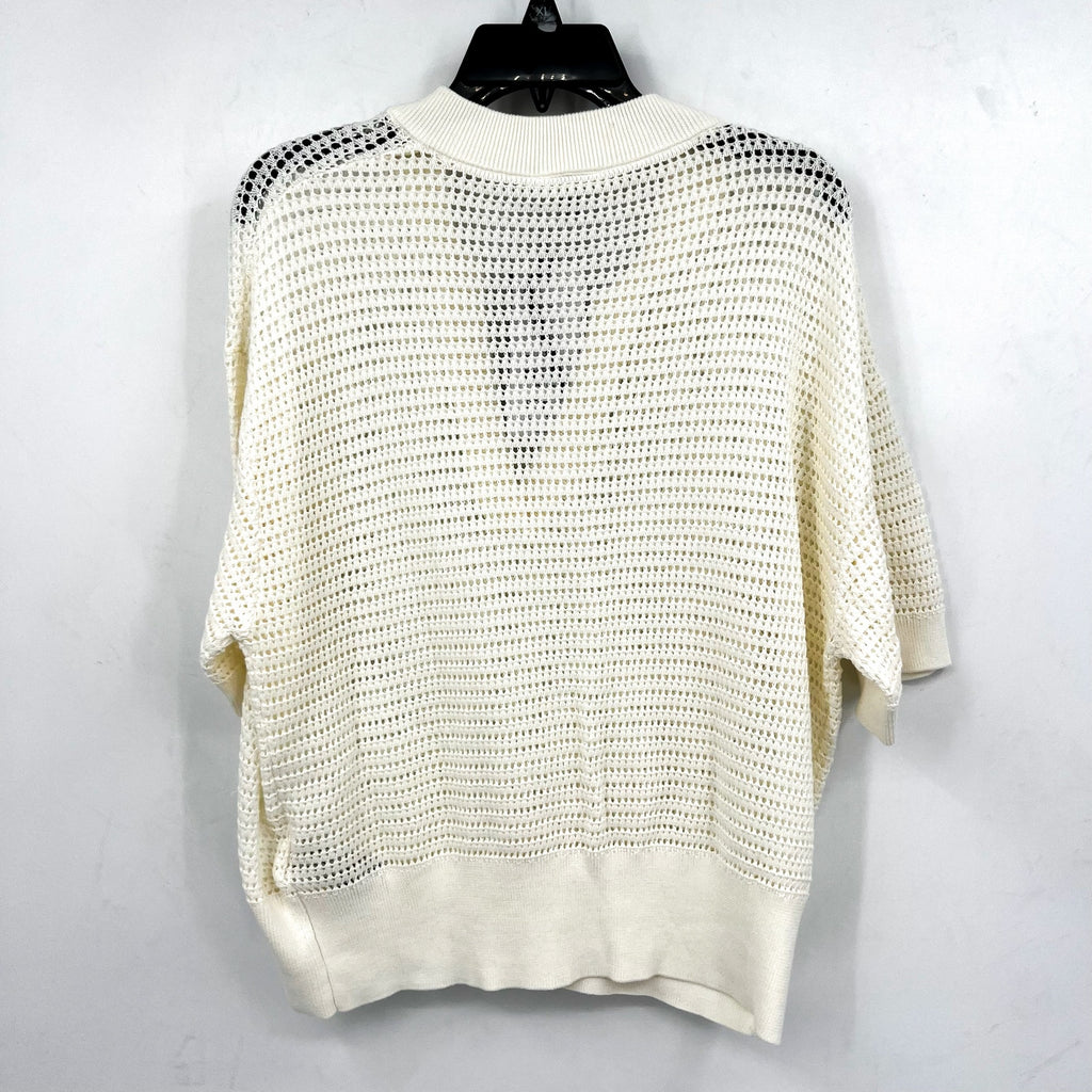 VARLEY Women's Callie Mesh Knit Top Large Beige Egret Short Sleeve NWT
