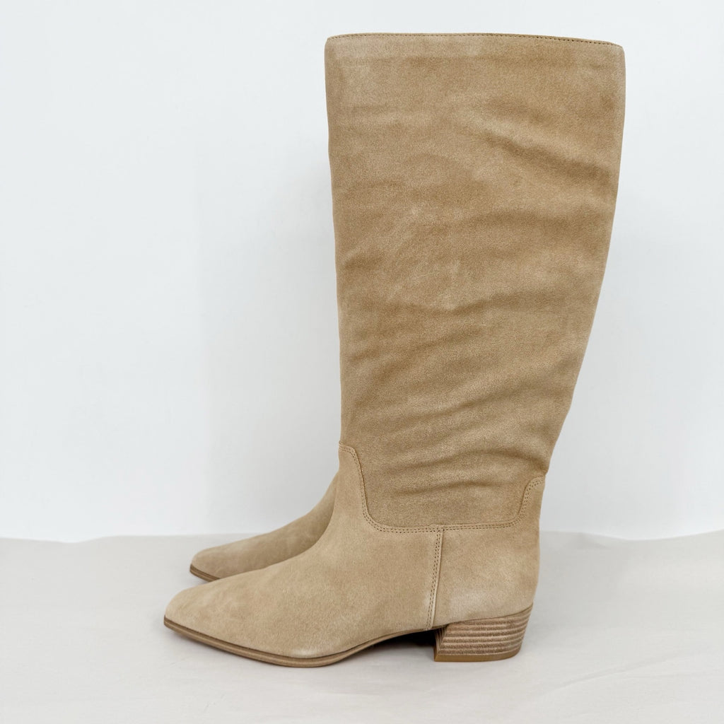 Vince Camuto Womens Pavla 2 Knee High Boots US 7.5 M Wide Calf Beige Suede NIB
