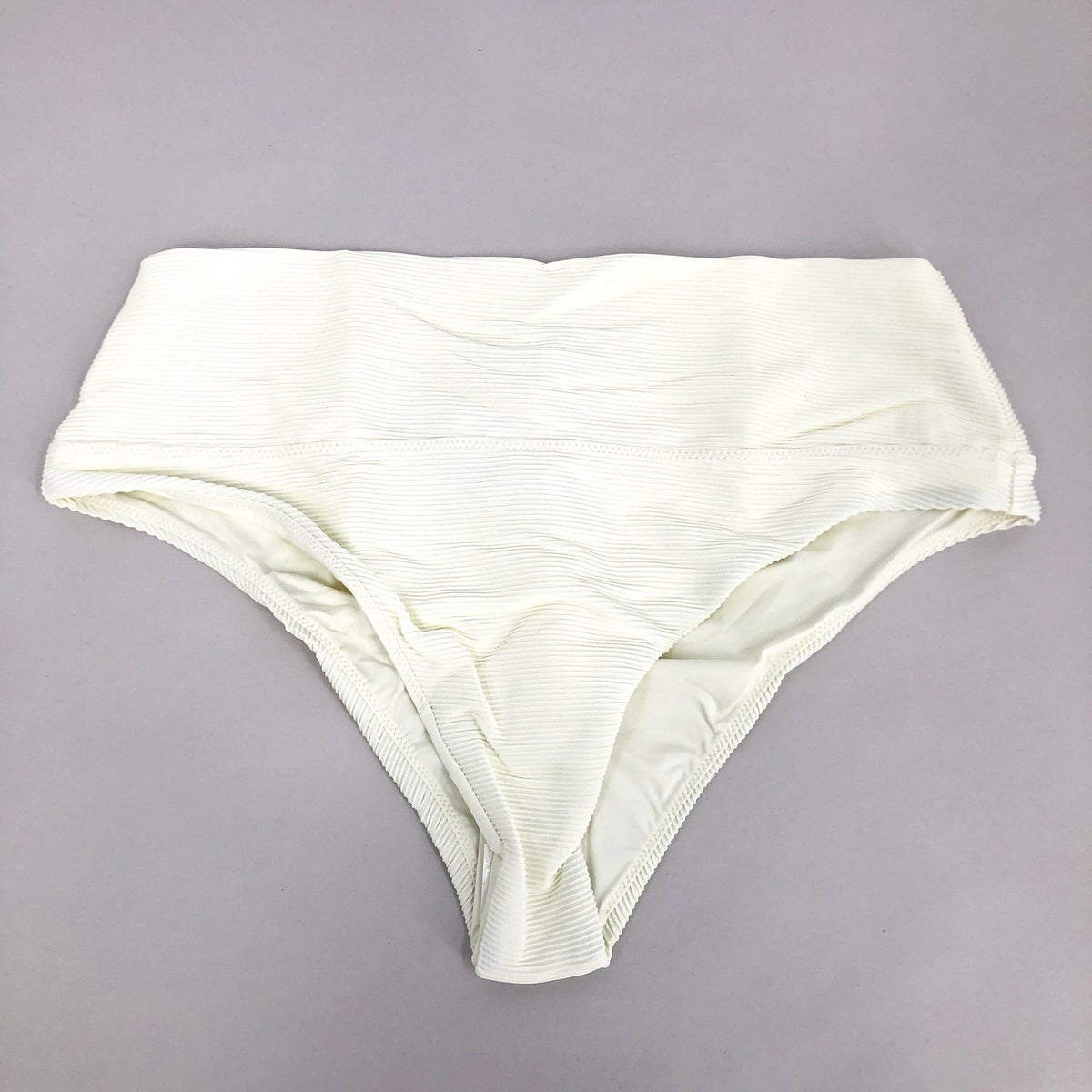 PRANA Women's Aurelia Bikini Bottom Large White Horchata Ottoman High Waist NWT