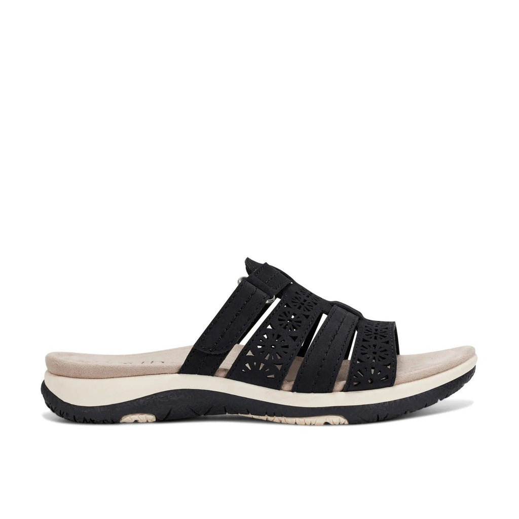 Earth Origins Womens Sinci Slide Sandals Size 9.5 Black Laser Cut Comfort NWOB