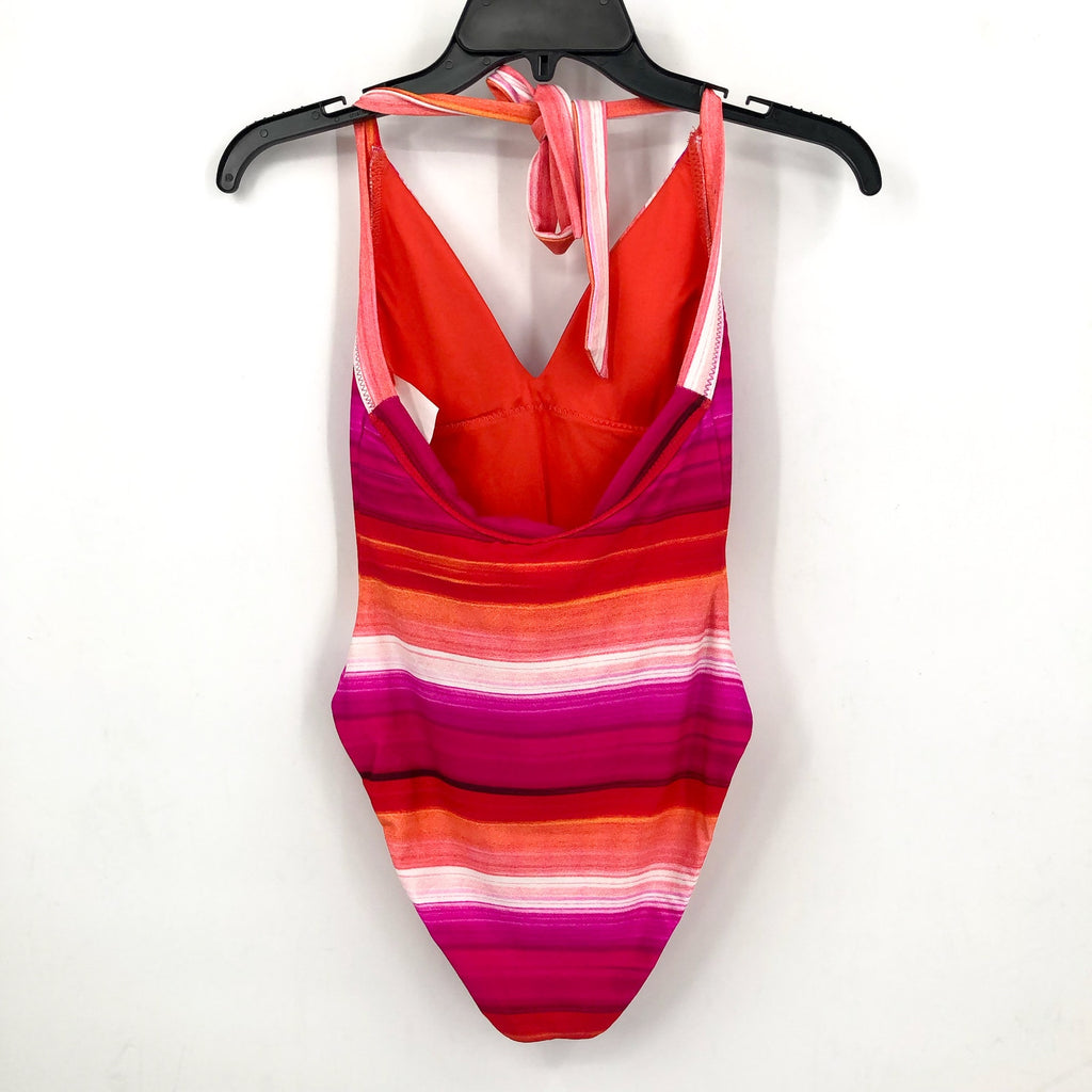 TRINA TURK Women's Solstice Plunge One Piece Swimsuit Size 4 Pink Multi NWT