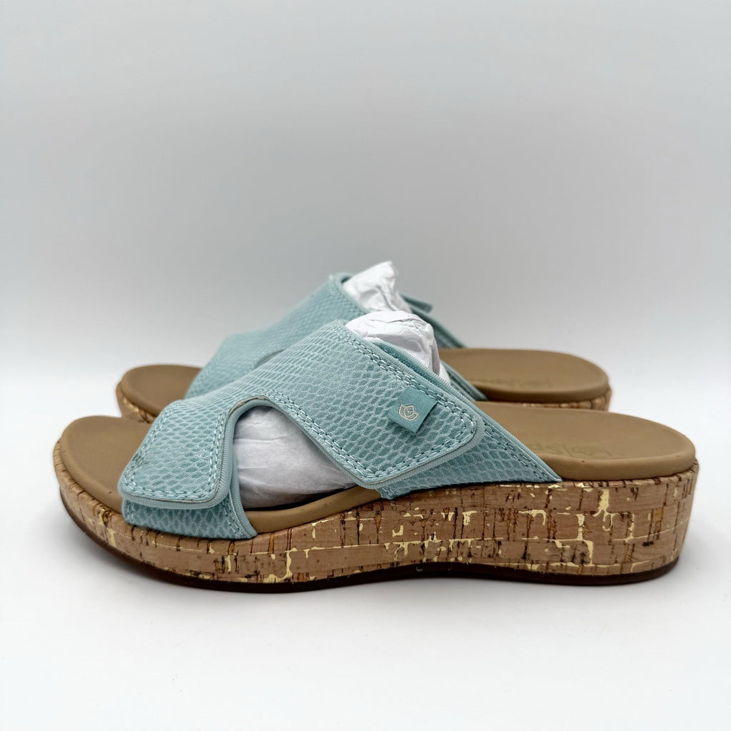 Spenco Womens Camille Wedge Sandals Size 7 B Blue NIB