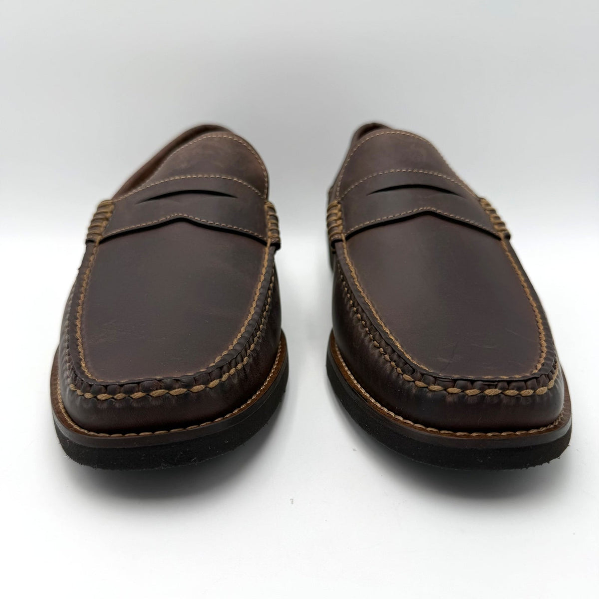 Peter Millar Mens Handsewn Penny Loafers Size 10 Chocolate Brown Leather NIB