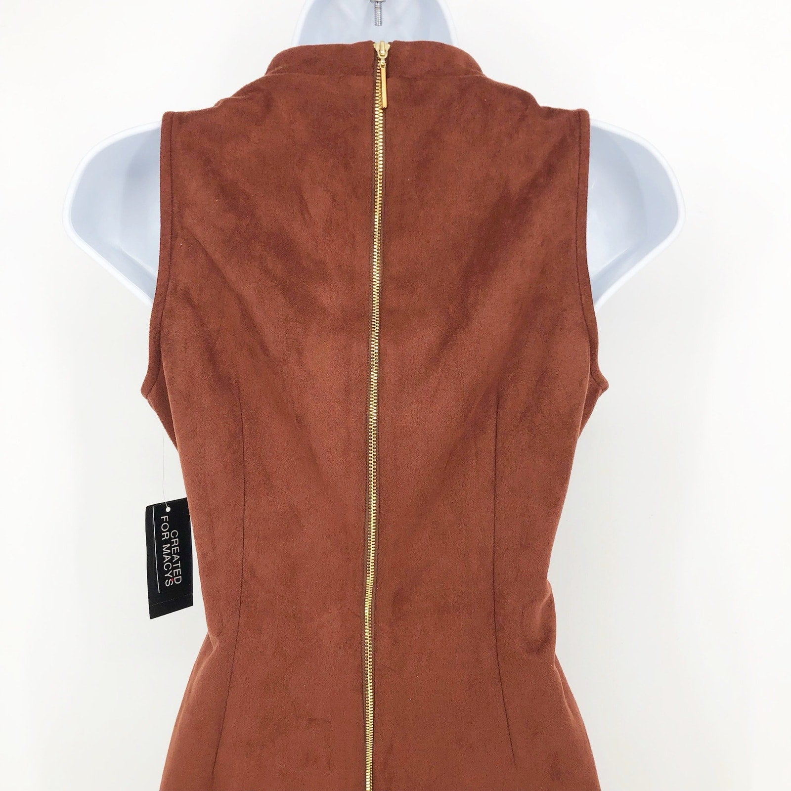 INC International Concepts Midi Dress SIZE 2 Brown Faux Suede Sleeveless NWT