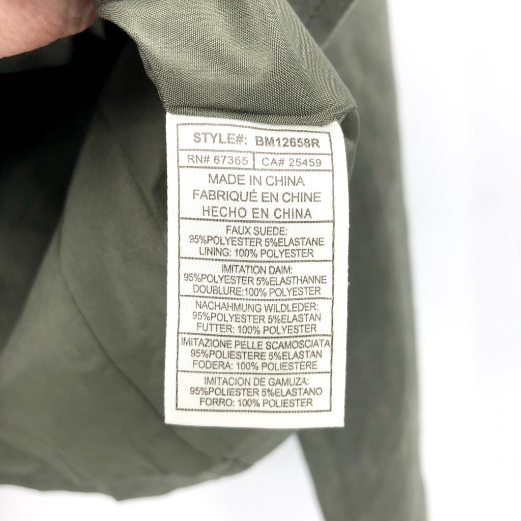 STEVE MADDEN Womens Faux Suede Moto Jacket Small Olive Green Vegan Leather NWT