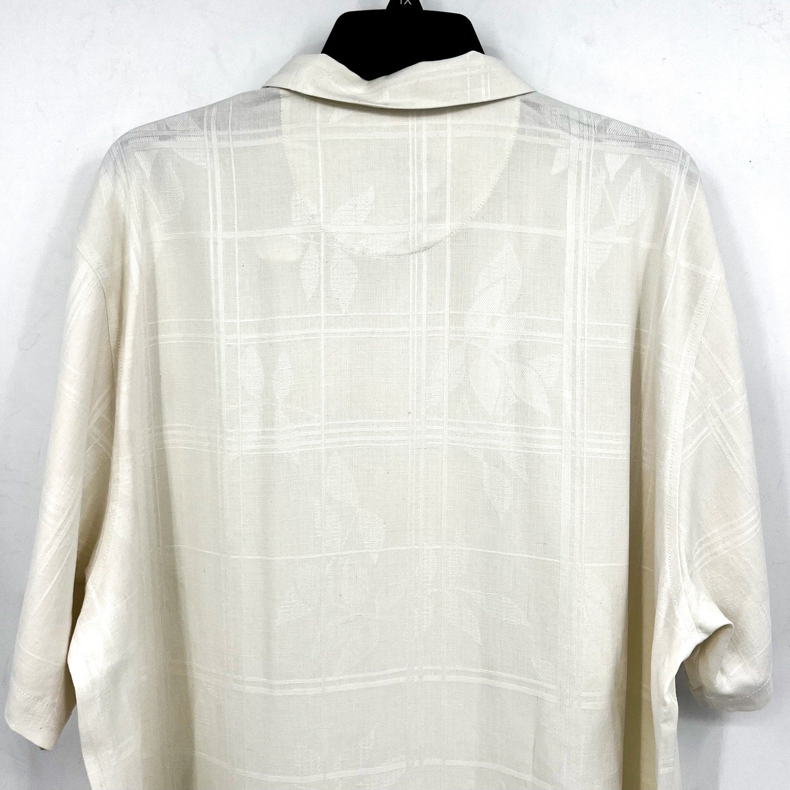 TOMMY BAHAMA Men's Pina Palms Embroidered Shirt XL Cream Continental Silk NWT