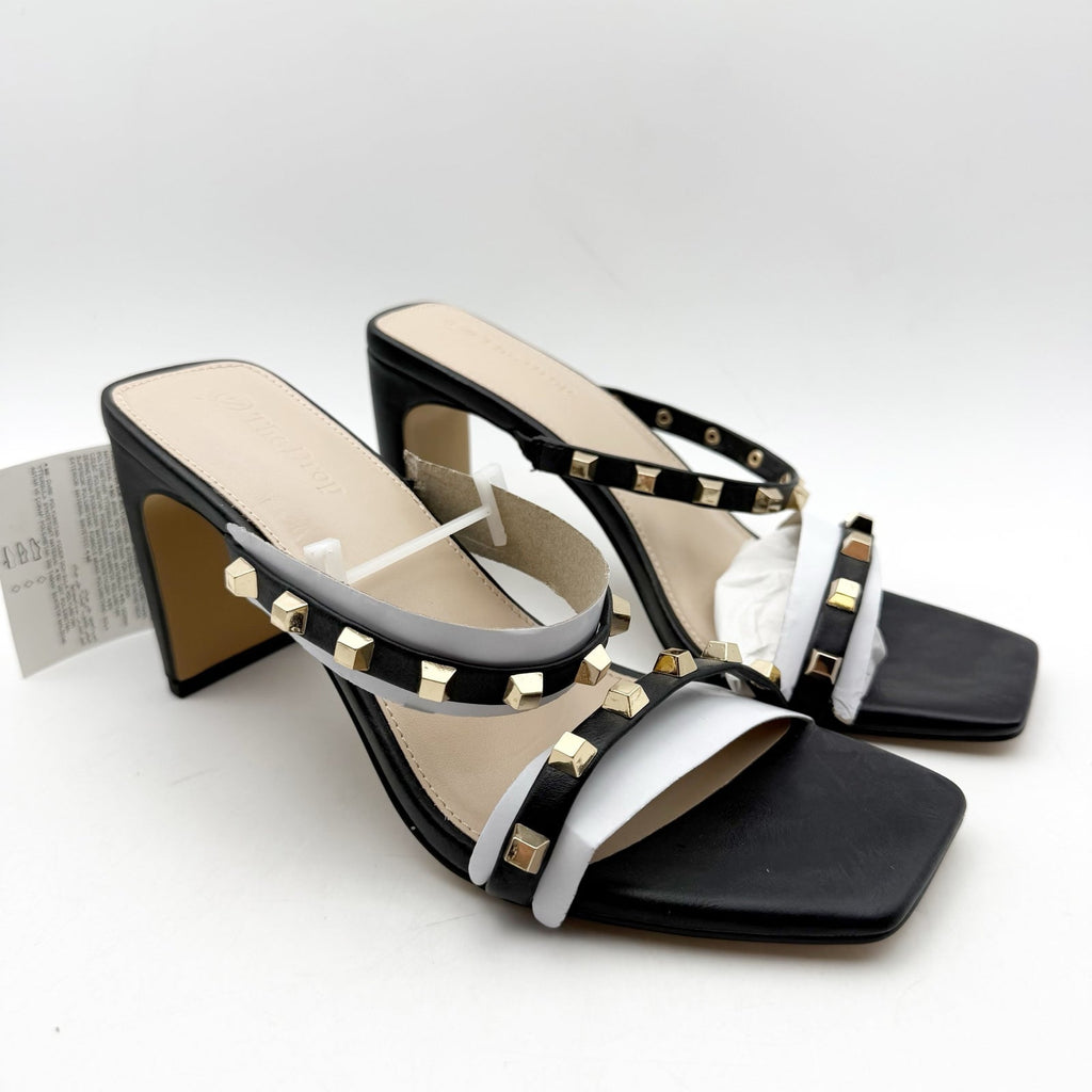 The Drop Womens Avery Heeled Sandals US 8 EU 39 Black Gold Studded NWOB