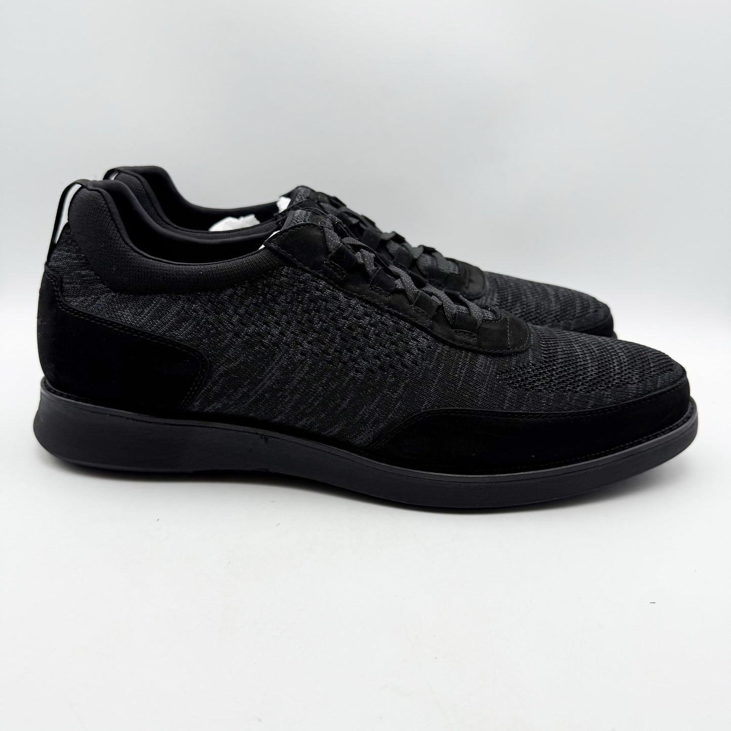 Florsheim Mens Launch Elastic Lace Sneakers US 13 Wide Black Knit Slip On NIB